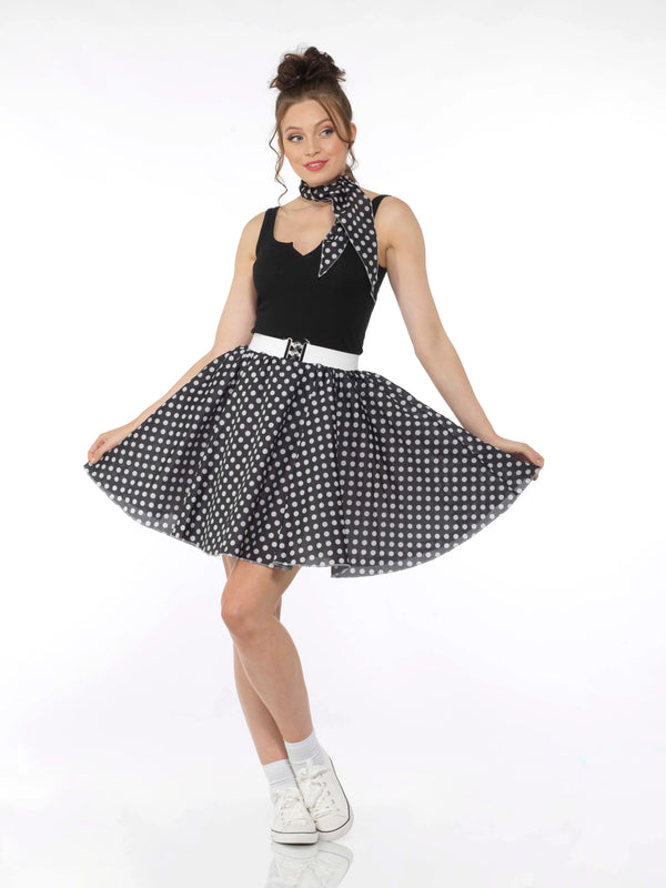 BLACK POLKA DOT SKIRT & NECKTIE